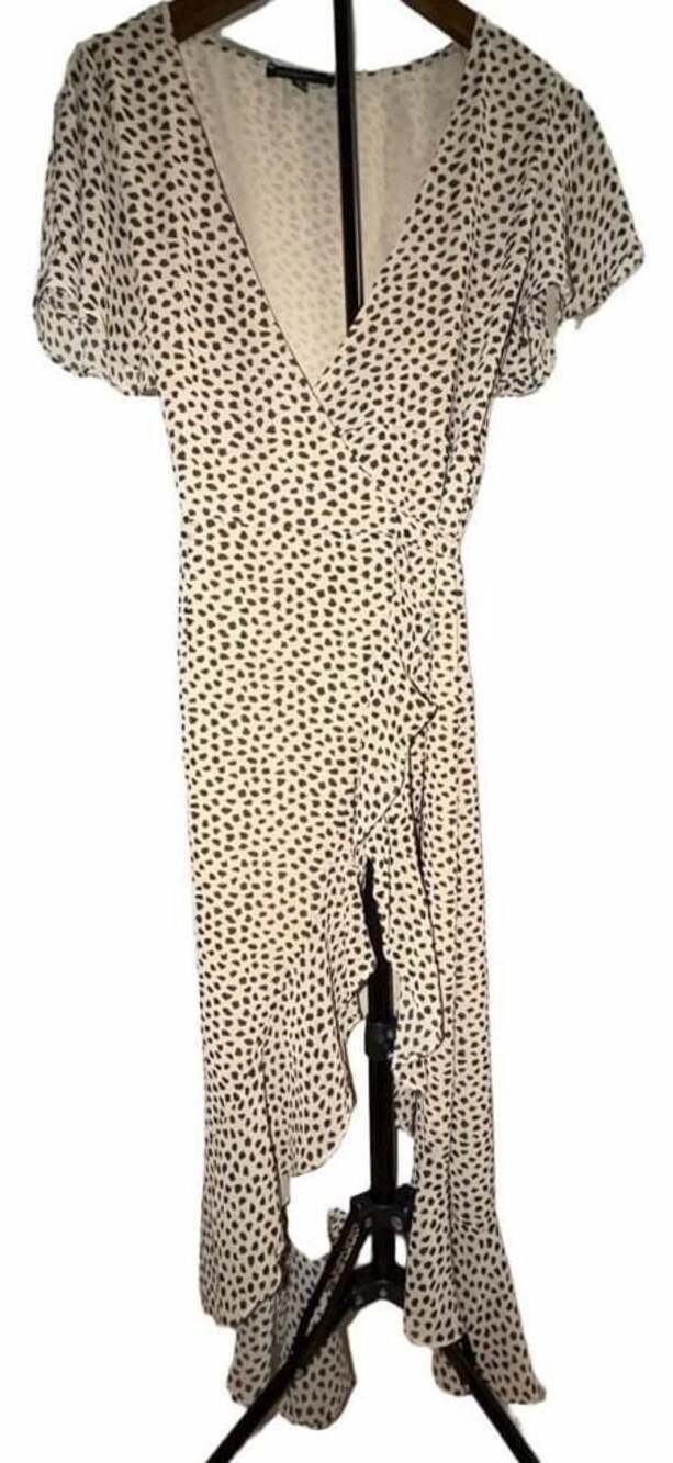 Cotton Candy LA Cheetah Leopard Print Ruffle Wrap Midi Dress - Size S